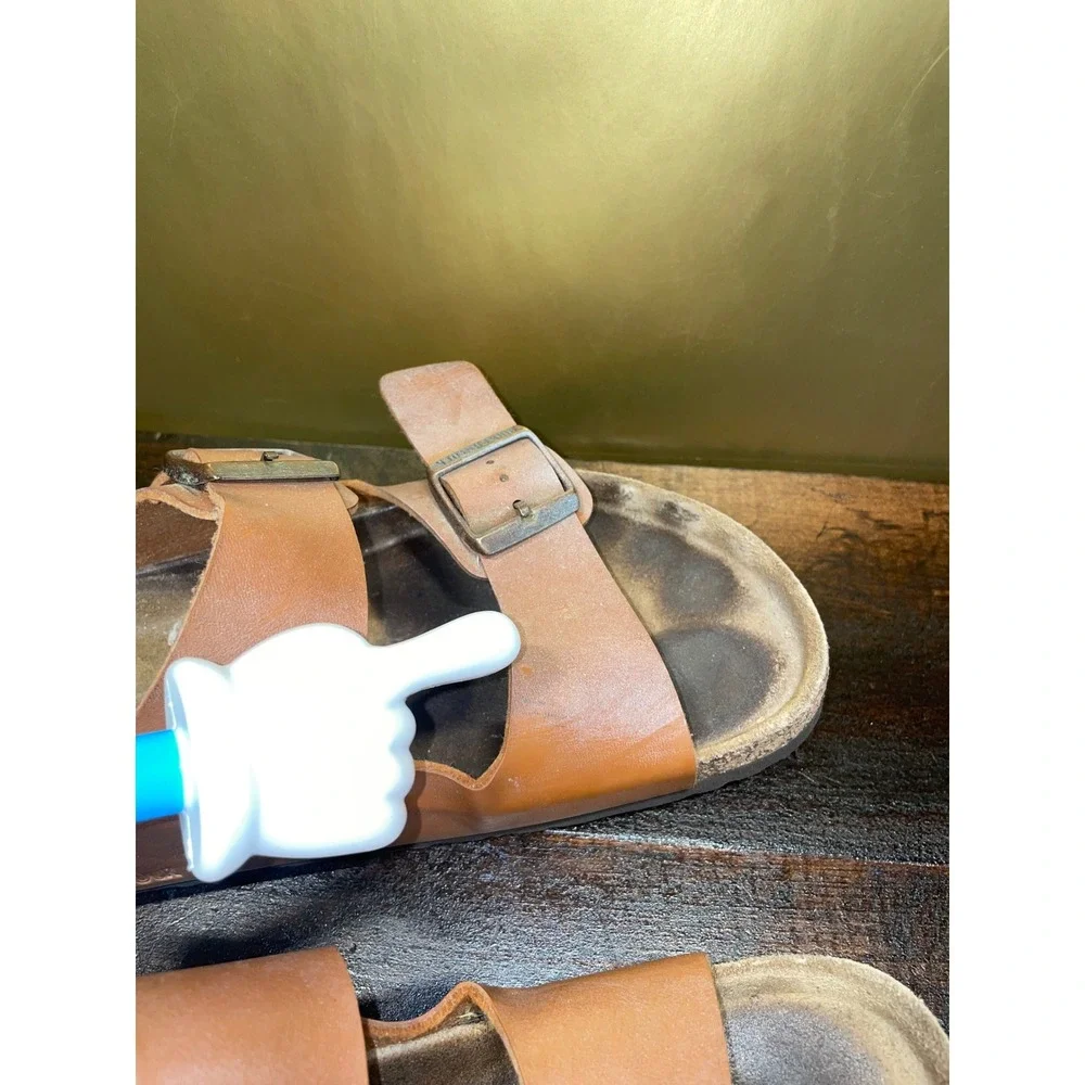 Birkenstock Arizona Tan‎ Leather Double Strap Sandals Men's Sz 43 EU 10-10.5